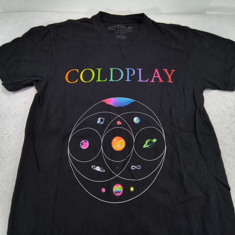 Coldplay Music of the Spheres Band Graphic Shirt Adult Mens Size Small S Black